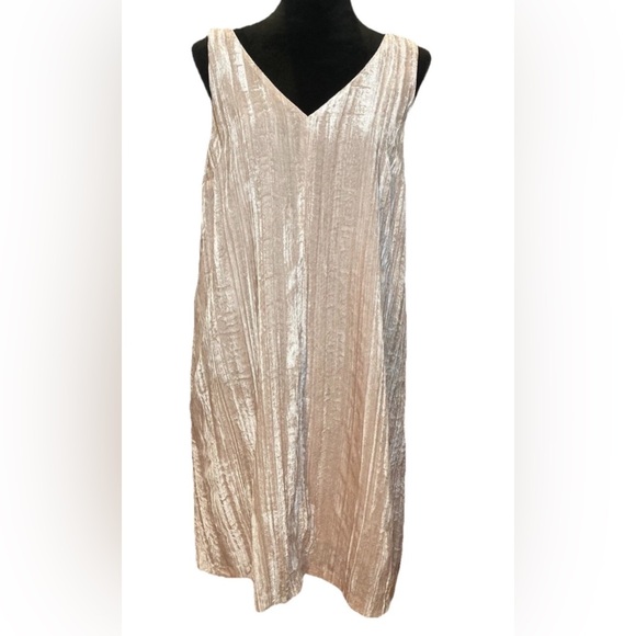 LOFT Dresses & Skirts - LOFT Crushed Velvet Sleeveless Shift Dress Nude Champagne Beige Sz 12 NWT Blush
